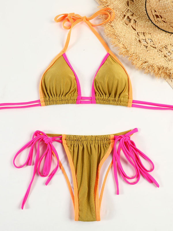 Parli | Modieus Triangel Bikini met opvallende Contrasterende Strikdetails