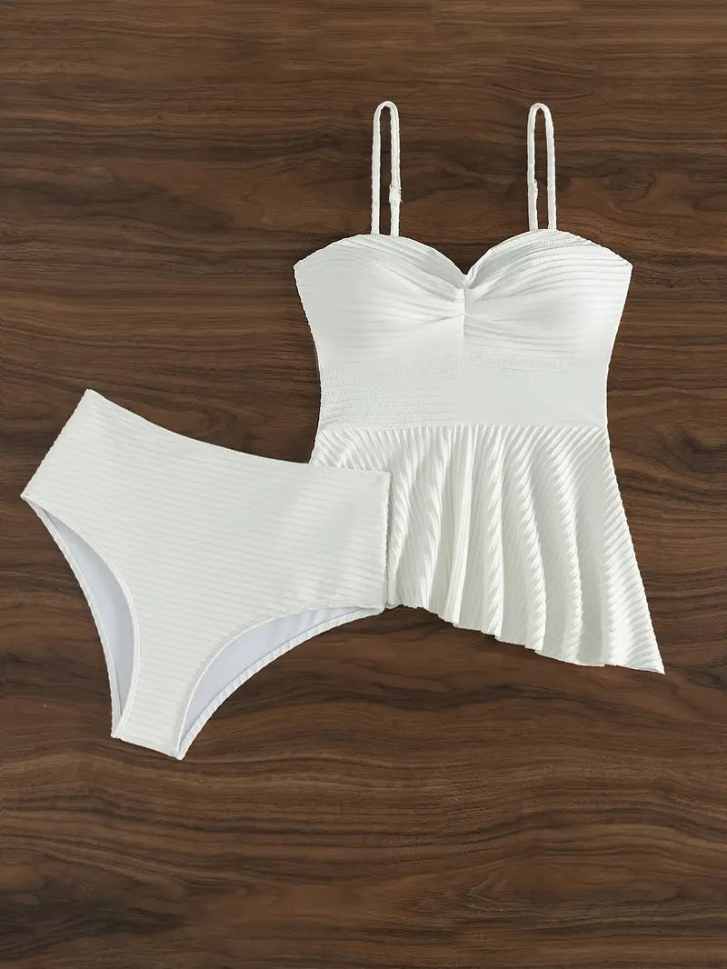 Faloni | Élégant Ensemble Tankini White à Poppée