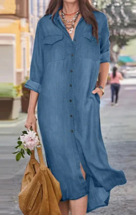 Elegancka sukienka damska z długim rękawem na każdą okazję