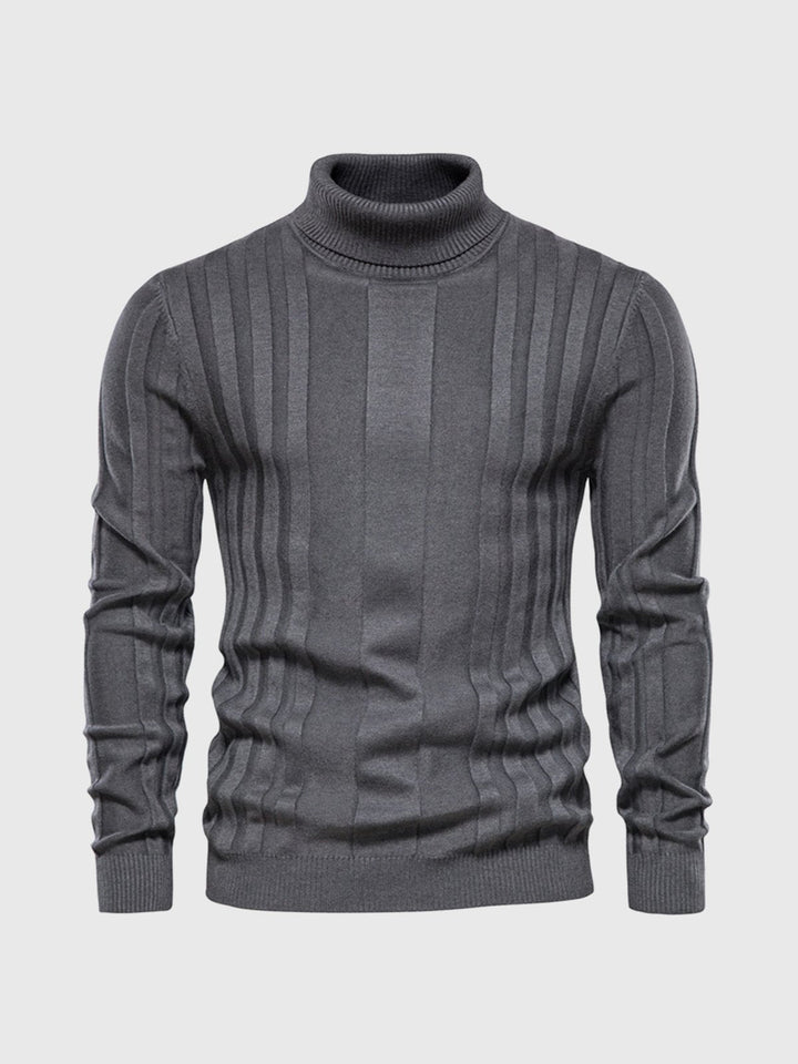 Stylowy męski sweter z golfem w paski - wygoda i moda w jednym