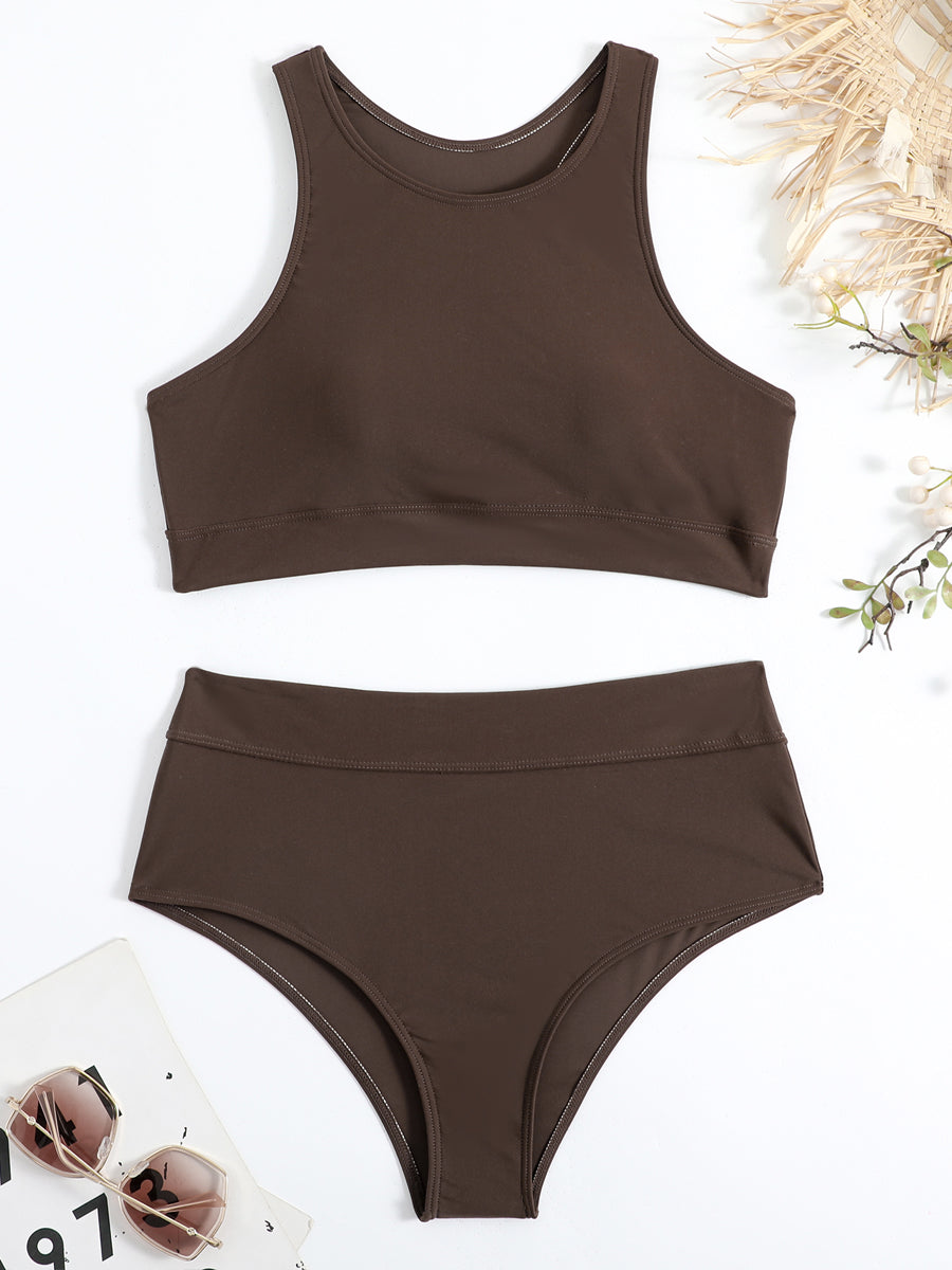 Britney | Elegant High-Neck Bikini met Flatterende Hooggetailleerde Broekjes