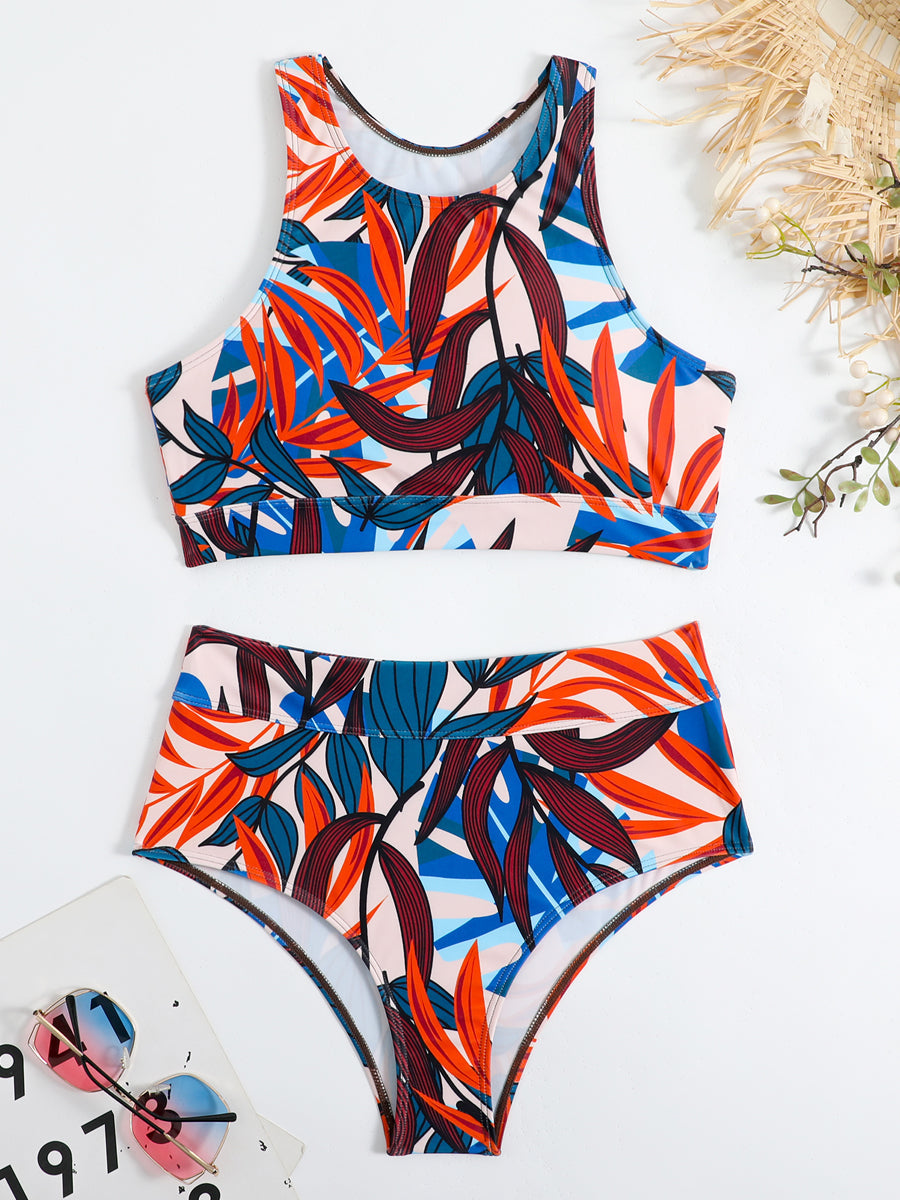 Britney | Elegant High-Neck Bikini met Flatterende Hooggetailleerde Broekjes