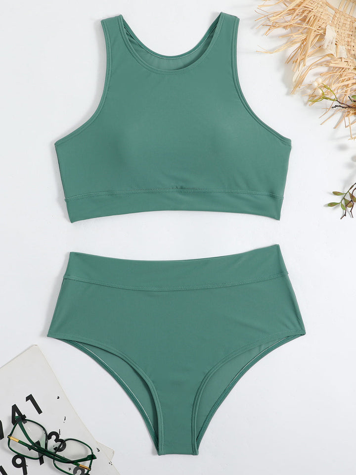 Britney | Elegant High-Neck Bikini met Flatterende Hooggetailleerde Broekjes
